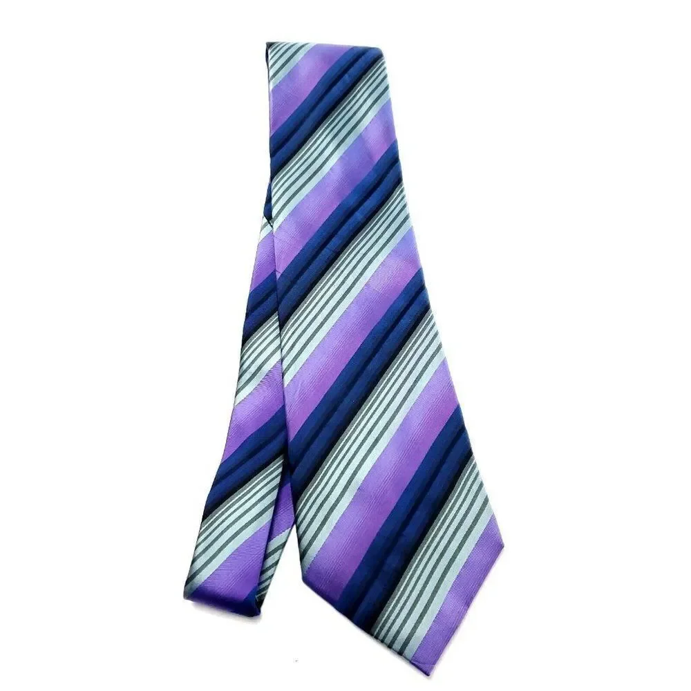 Kenneth Cole Purple‎ Silk Tie Woven Striped